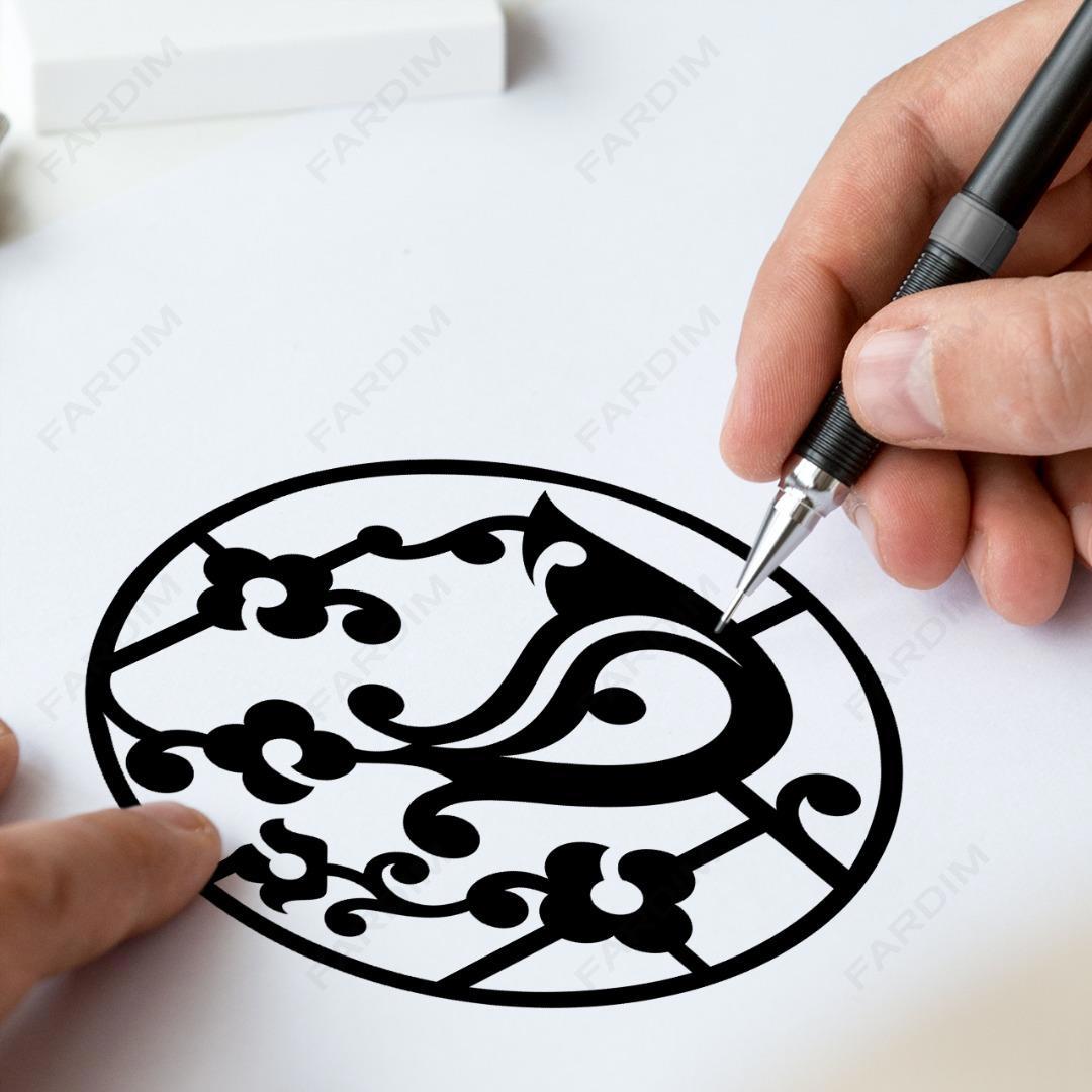 وکتور طرح نگاره گل و مرغ کد A132448